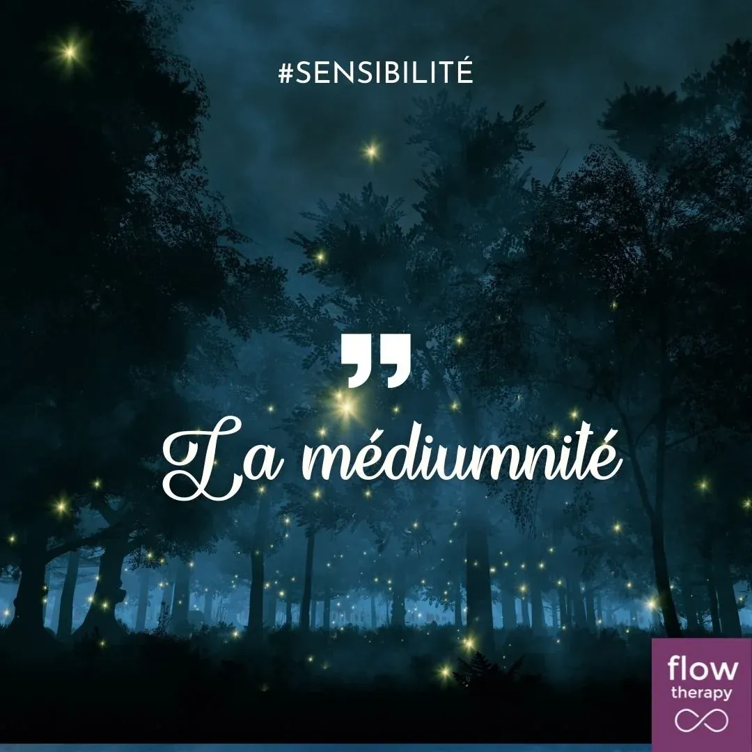 Illustration de l'article : une forêt nocturne parsemée de lucioles, couverture « La médiumnité »